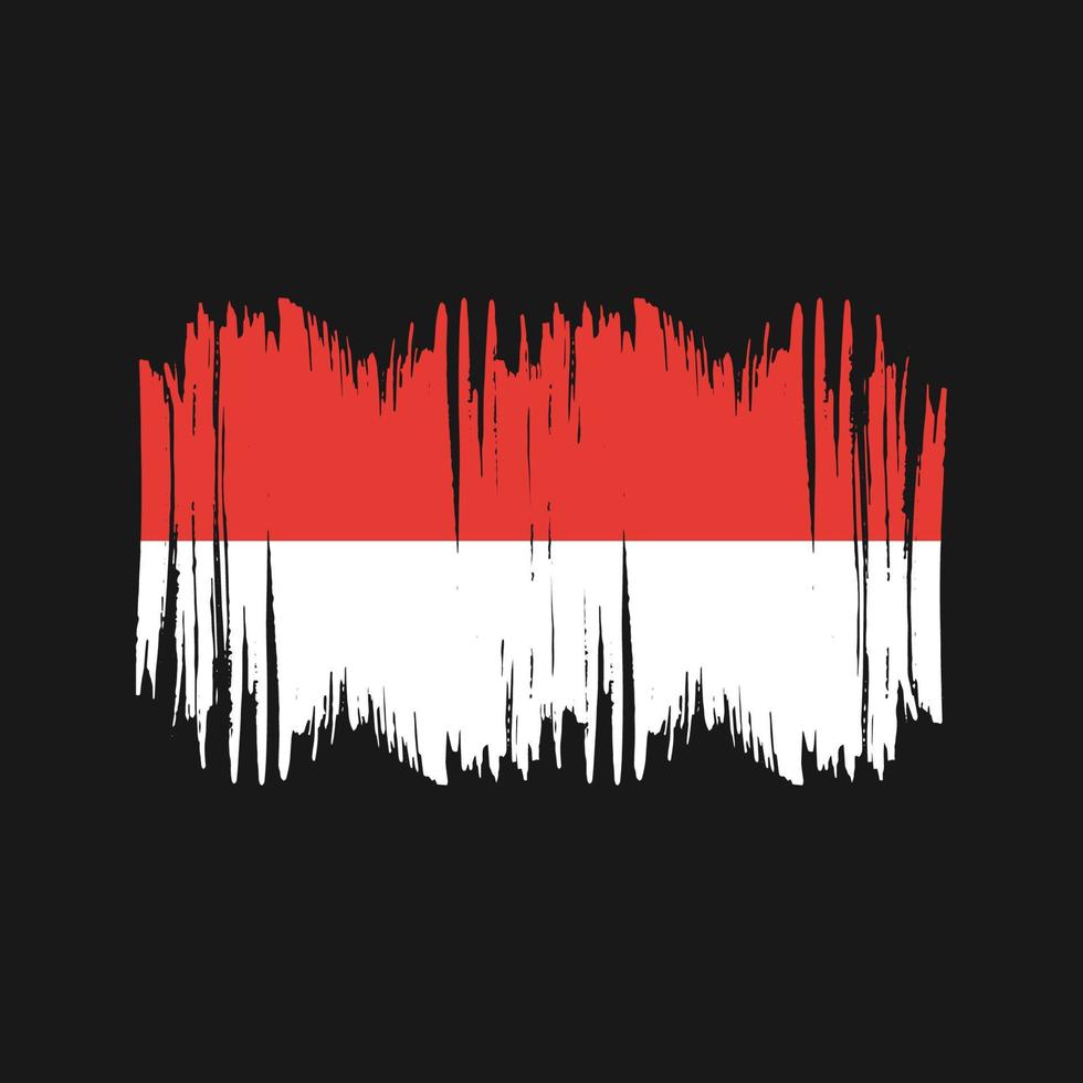 Vektorpinsel mit indonesischer oder monaco-Flagge. Pinselvektor der Nationalflagge vektor