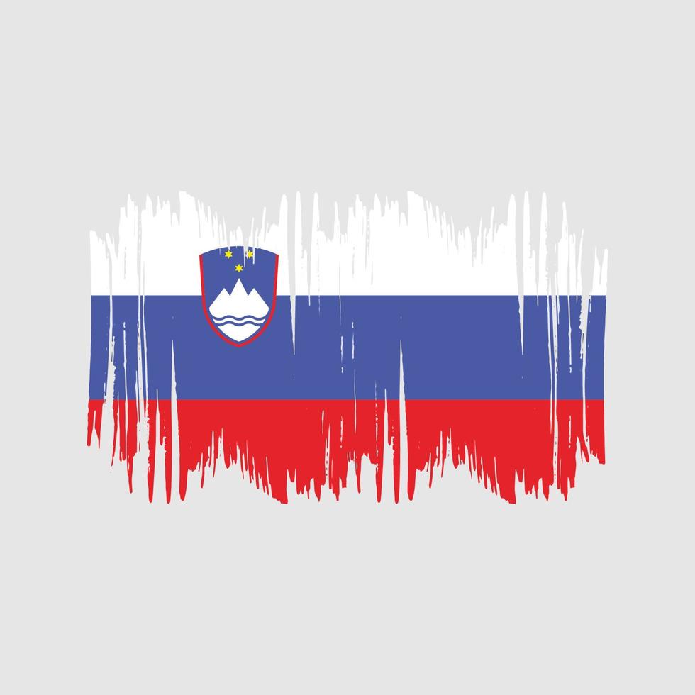 Vektorpinsel mit slowenischer Flagge. Pinselvektor der Nationalflagge vektor