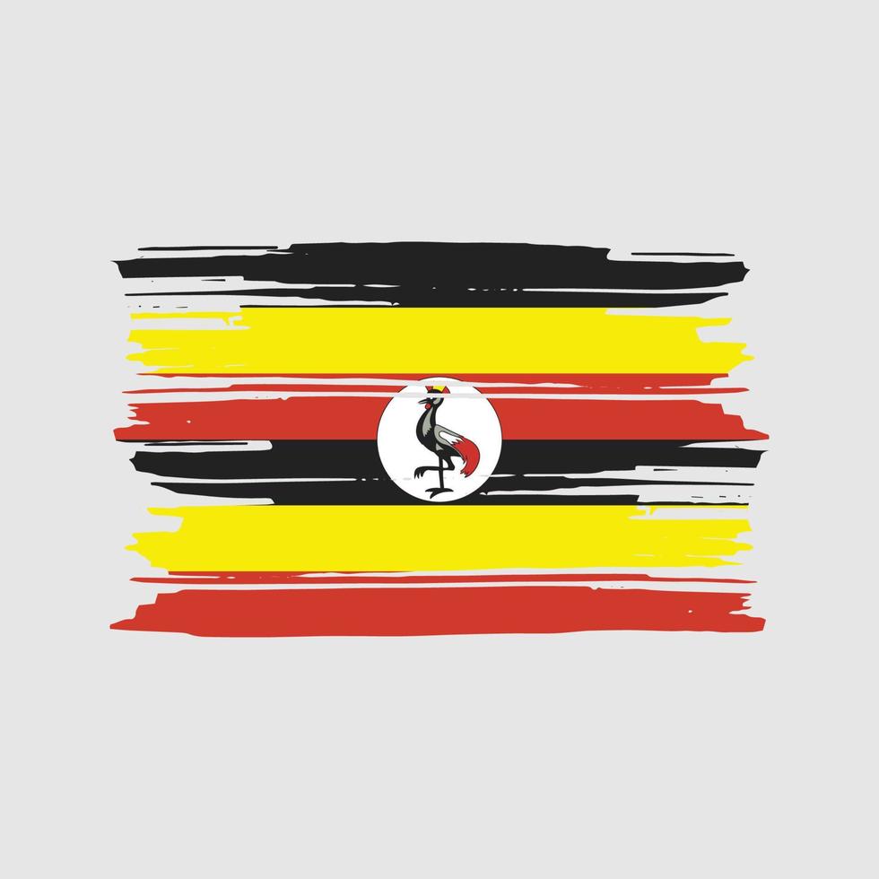Uganda-Flagge-Pinsel-Vektor. Design der Nationalflagge vektor