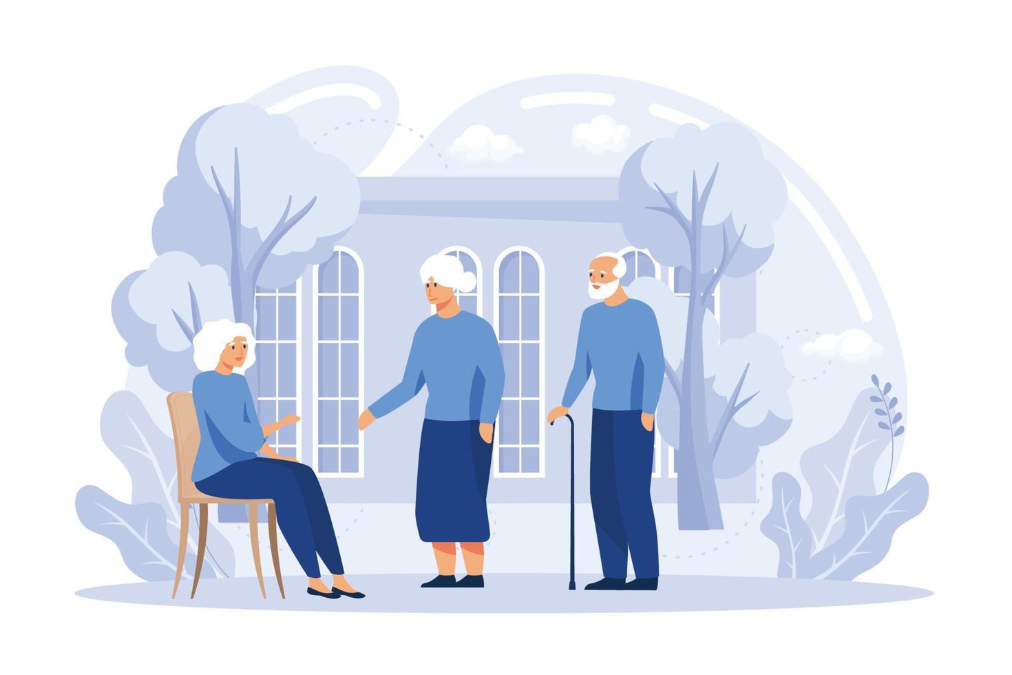 äldre människor aktivitet abstrakt begrepp vektor illustration. samhällen för äldre människor, pensionering resa, äldre kondition, pensionering besparingar, medicinsk vård, platt vektor modern illustration