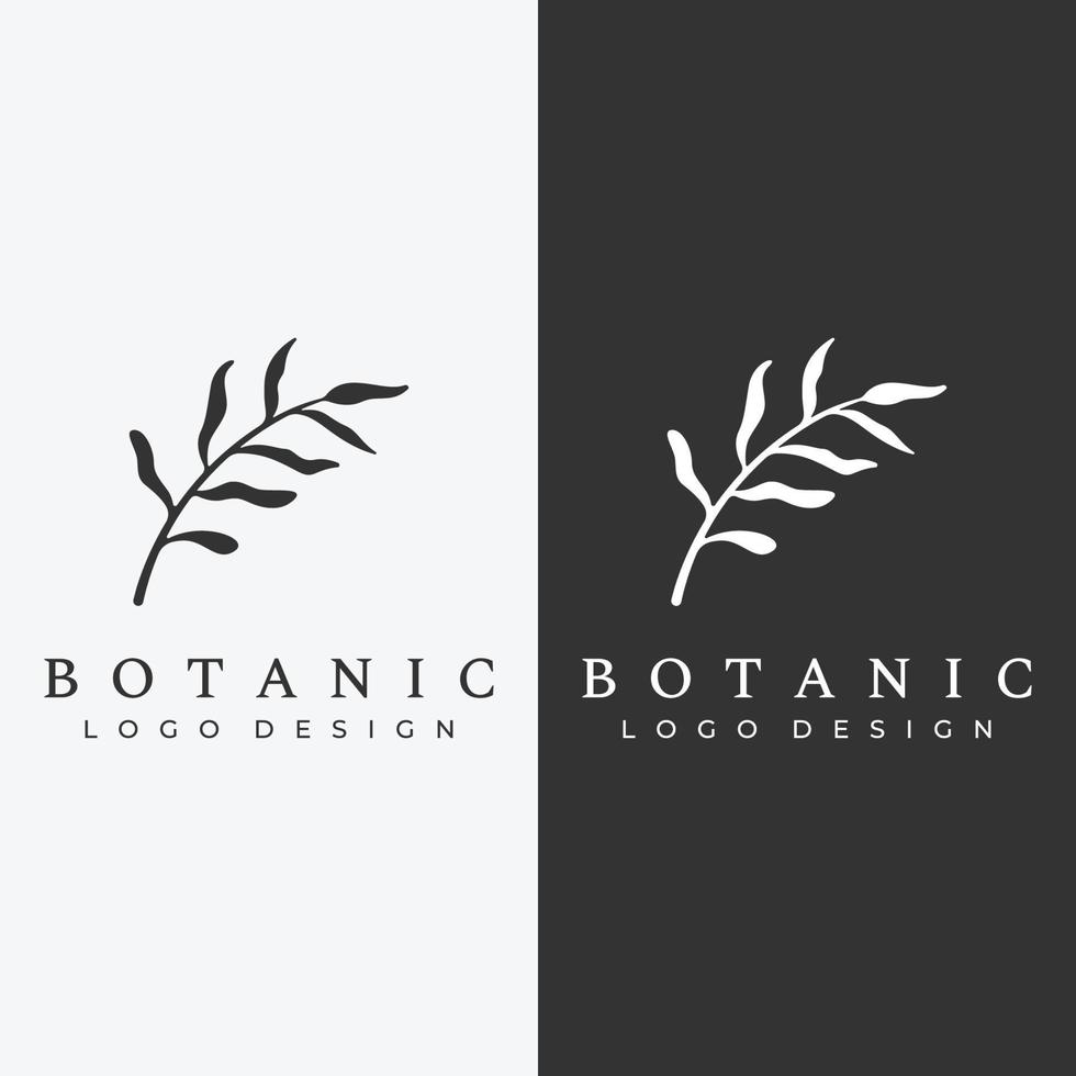 natürliches botanisches Logo organisches Vorlagenvektordesign mit Blättern, Blumen, Stängeln. mit minimalistischem umriss, elegant. geeignet für schönheit, abzeichen, hochzeit und business. vektor