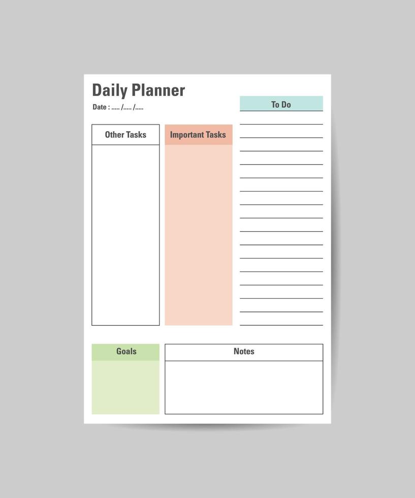 dagligen planerare vektor mall. begrepp för dagbok eller anteckningsbok design. uppsättning av säsong- arrangörer. till do lista.