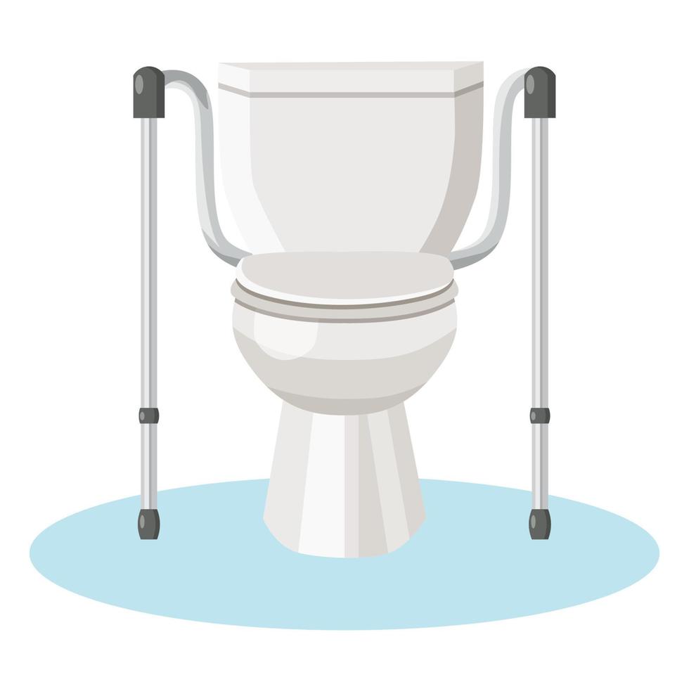 Toilette mit autonomen Sicherheitshandläufen für ältere Menschen und Menschen mit Behinderungen. flache vektorillustration lokalisiert auf weißem hintergrund vektor