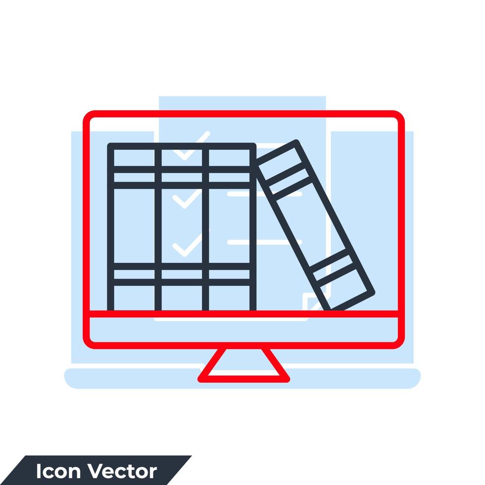 Internet-Bildungsbuch auf Bildschirmsymbol-Logo-Vektorillustration. Online-Bibliothekssymbolvorlage für Grafik- und Webdesign-Sammlung vektor