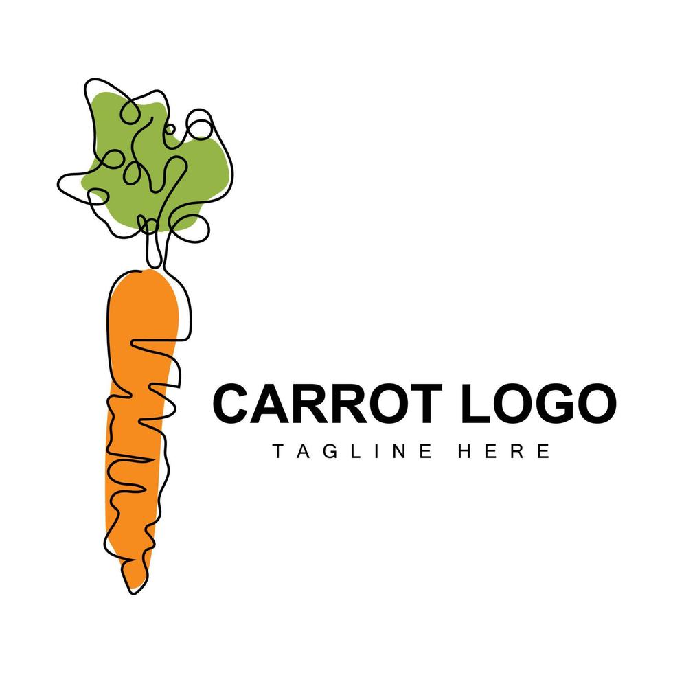 Karotten-Logo-Designlinie Vektor-Stil vegetarisches Obst-Gemüse-Symbol Kochzutaten vektor