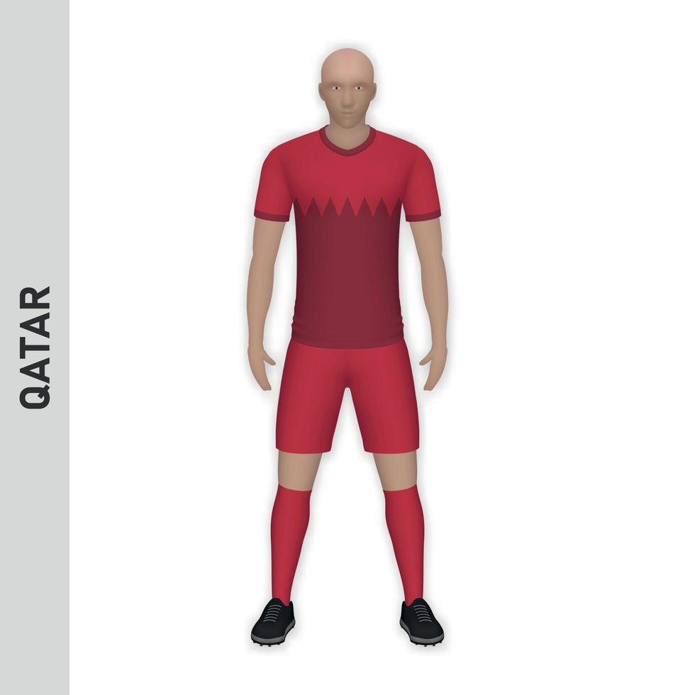3D-realistisches Fußballspieler-Mockup. Katar-Fußballteam-Trikot templ vektor