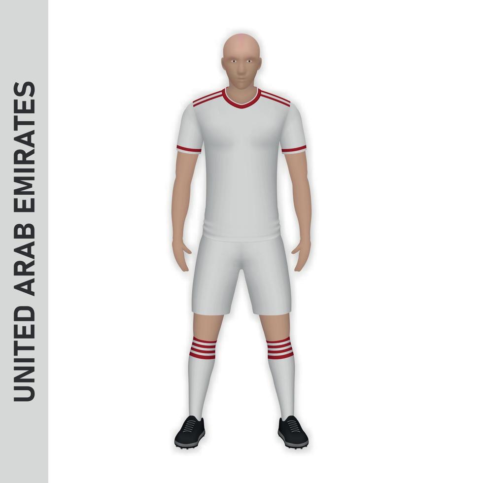 3D-realistisches Fußballspieler-Mockup. Vereinigte Arabische Emirate Fußball vektor