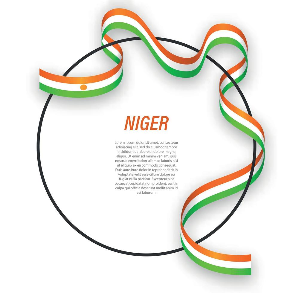 schwenkende bandflagge von niger auf kreisrahmen. Vorlage für unabhängige vektor