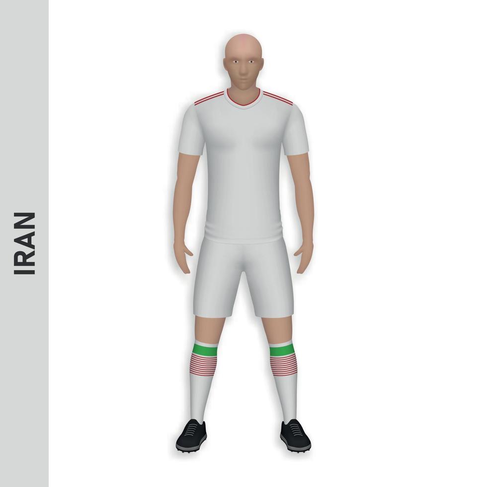 3D-realistisches Fußballspieler-Mockup. iran fußballmannschaft kit templa vektor