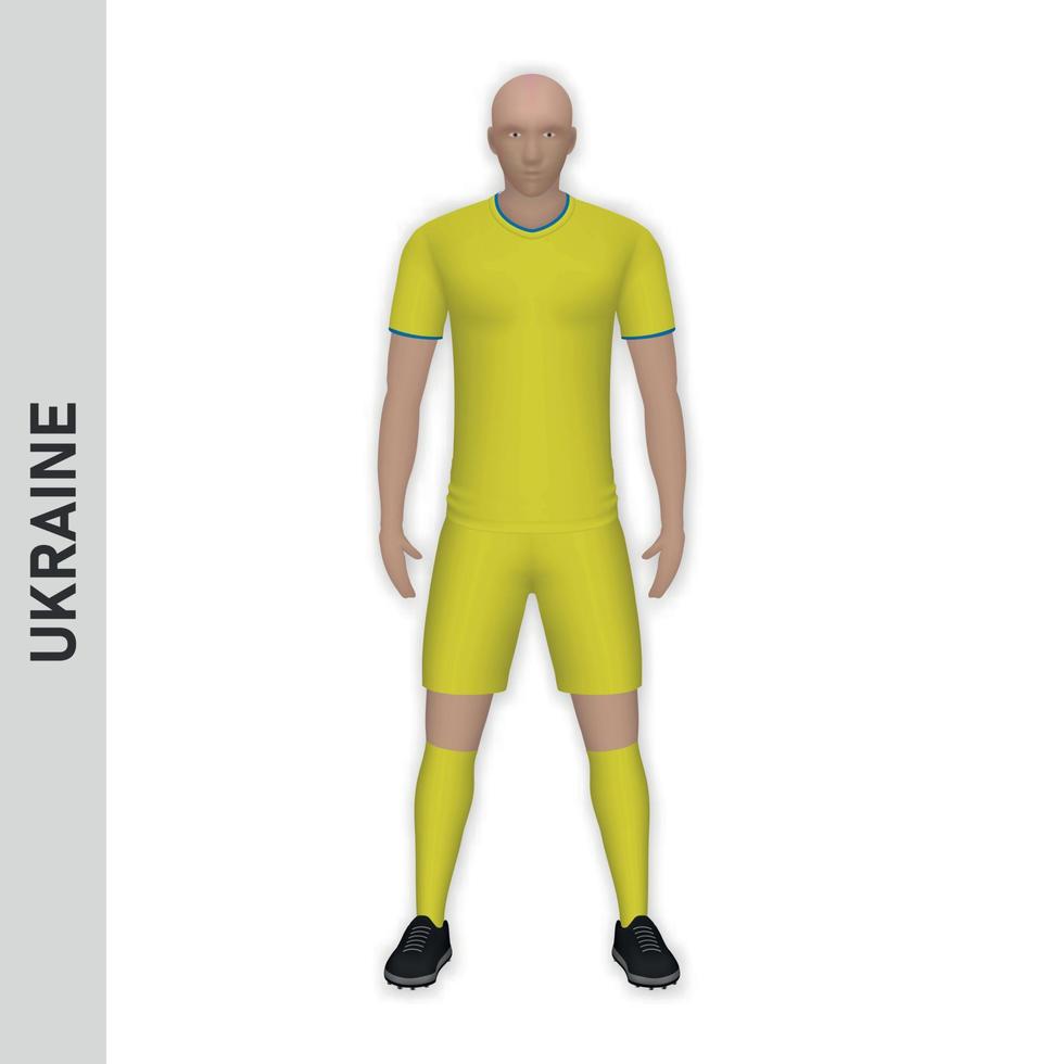 3D-realistisches Fußballspieler-Mockup. ukraine fußball team kit tem vektor