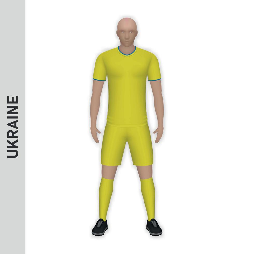 3d realistisk fotboll spelare mockup. ukraina fotboll team utrustning tem vektor