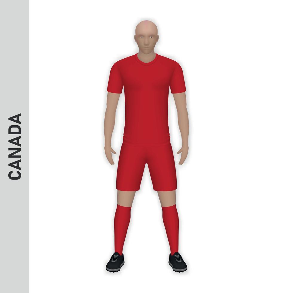 3D-realistisches Fußballspieler-Mockup. Kanada-Fußballteam-Trikot-Temp vektor