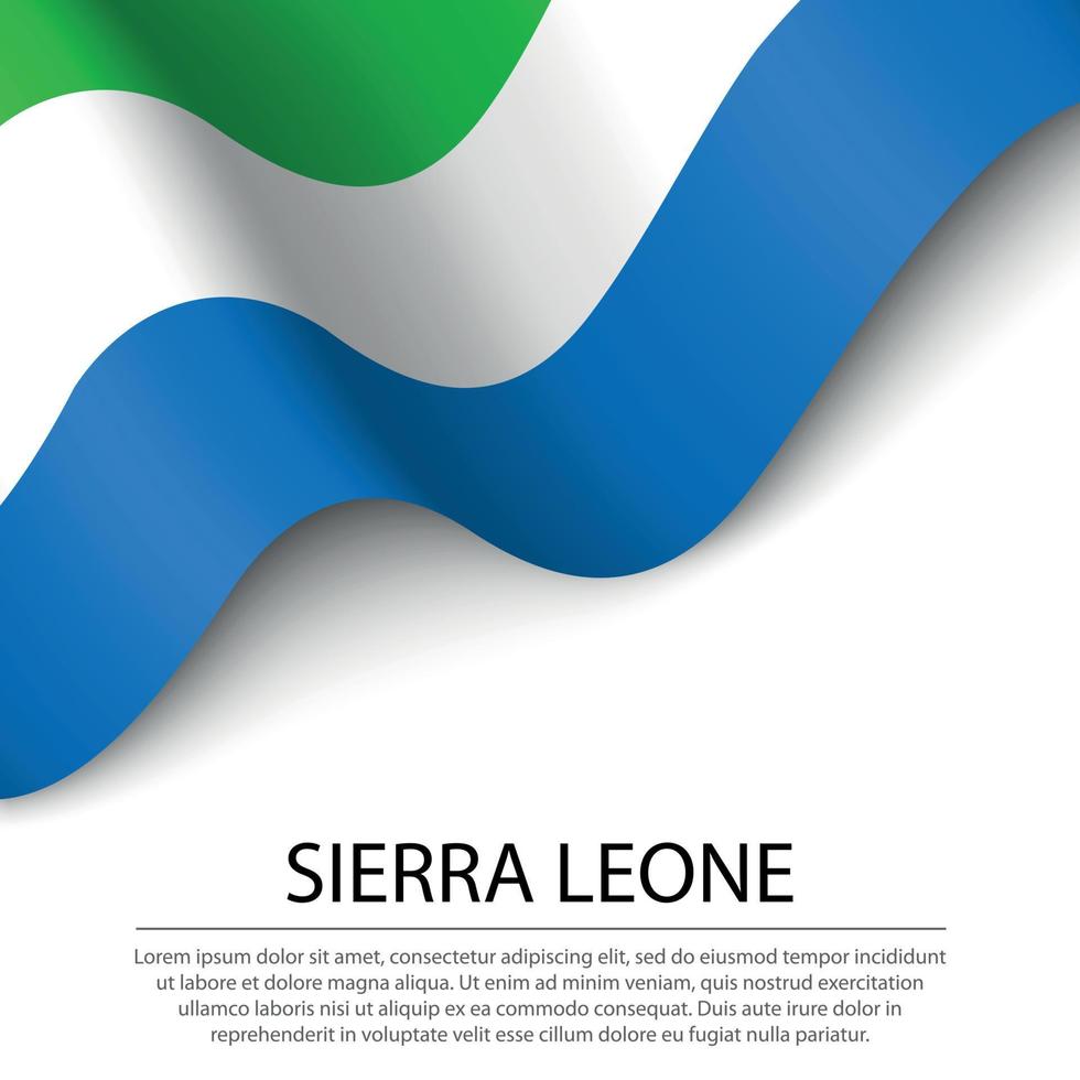 vinka flagga av sierra leone på vit bakgrund. baner eller ribbo vektor