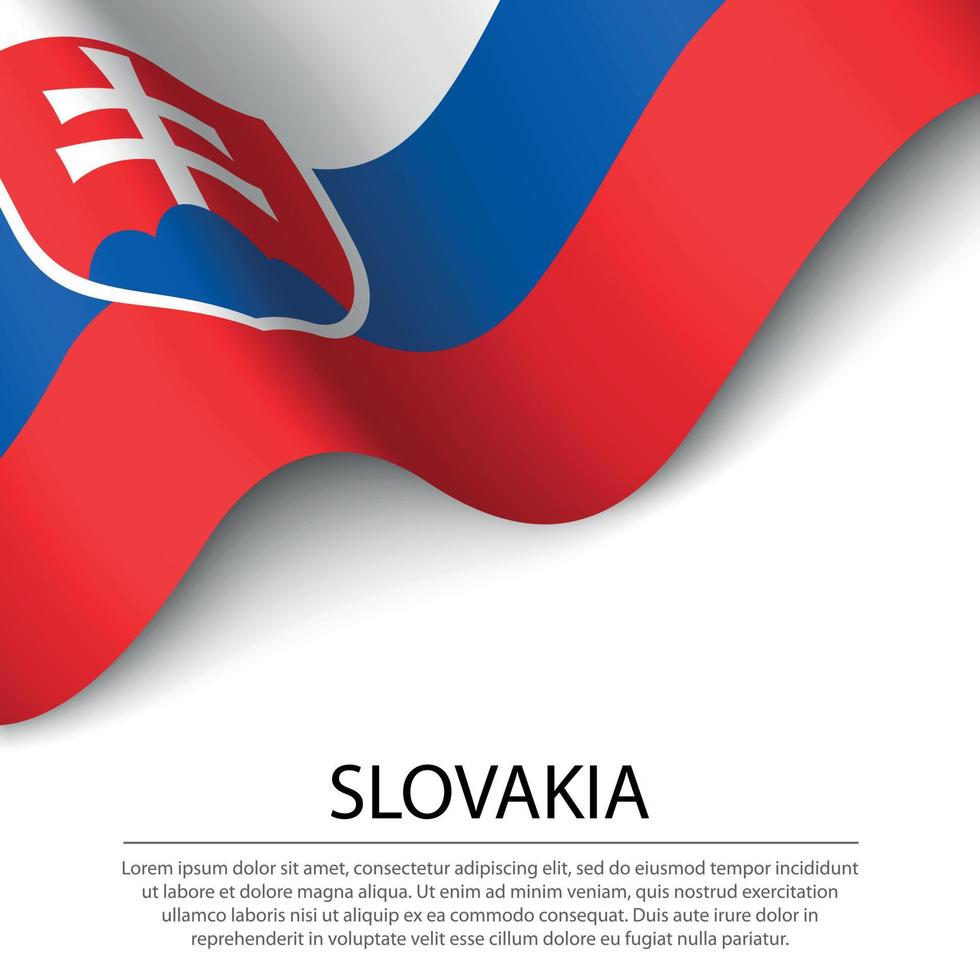 vinka flagga av slovakia på vit bakgrund. baner eller band te vektor