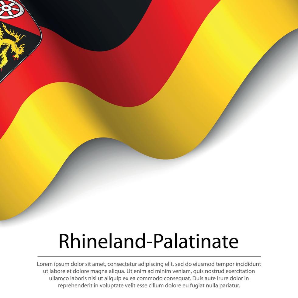 schwenkende flagge von rheinland-pfalz ist ein bundesland deutschland auf whi vektor
