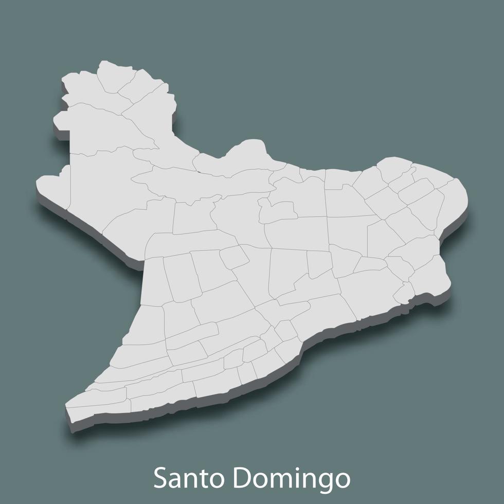 3d isometrisk Karta av santo domingo är en stad av Dominikanska republik vektor