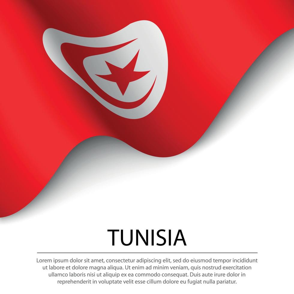 vinka flagga av tunisien på vit bakgrund. baner eller band tem vektor