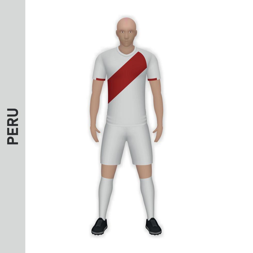 3d realistisk fotboll spelare mockup. peru fotboll team utrustning templa vektor