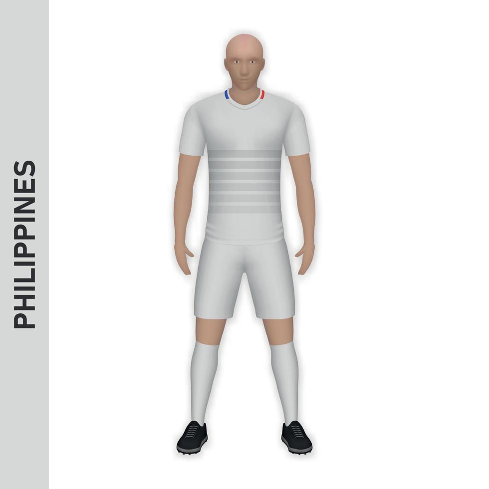 3D-realistisches Fußballspieler-Mockup. Trikot der philippinischen Fußballmannschaft vektor