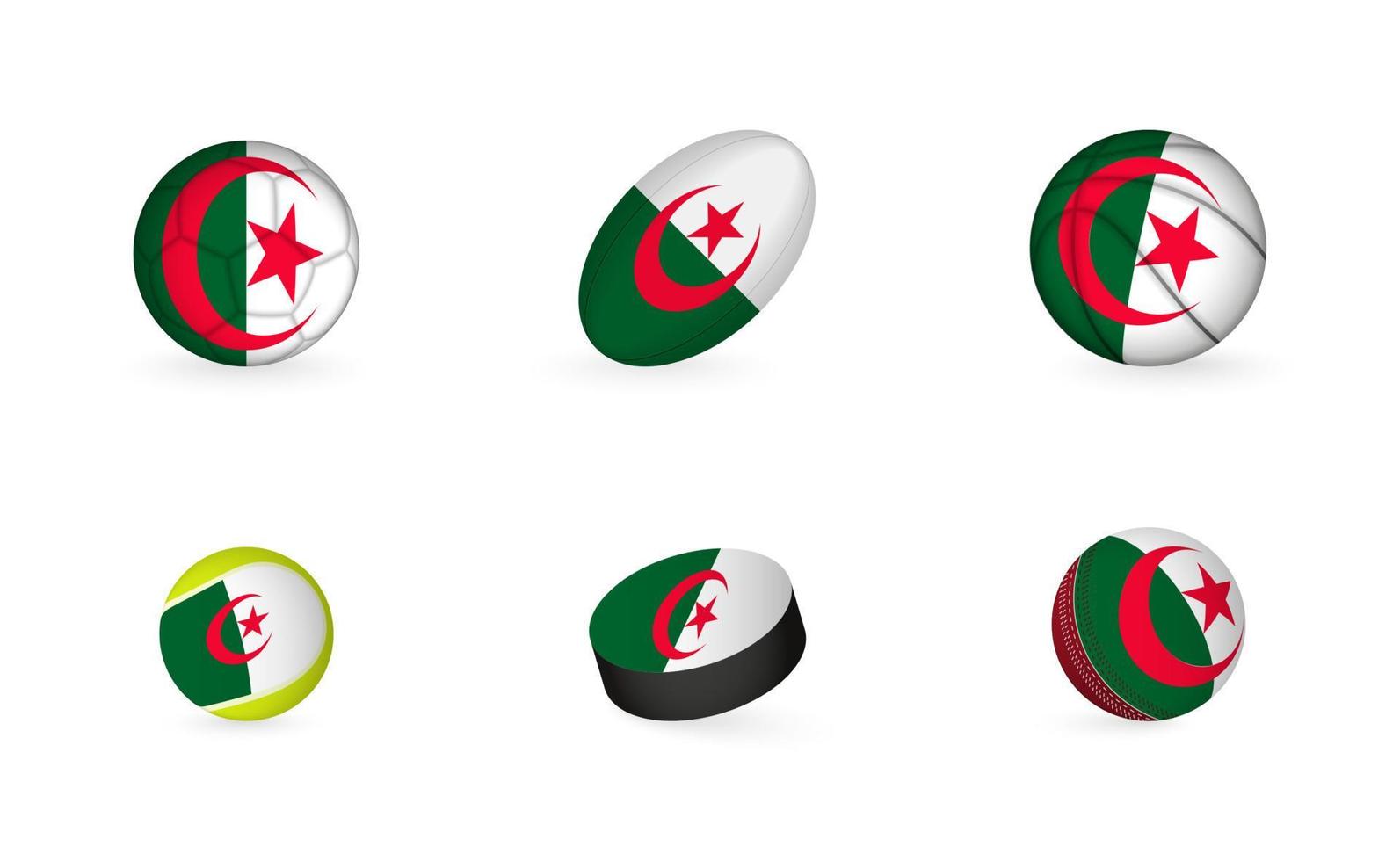 sportgeräte mit flagge von algerien. Sport-Icon-Set. vektor