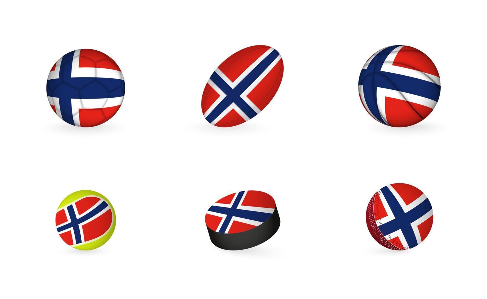 sportgeräte mit flagge von norwegen. Sport-Icon-Set. vektor