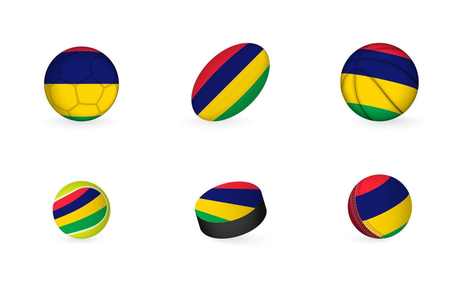 Sportgeräte mit Flagge von Mauritius. Sport-Icon-Set. vektor