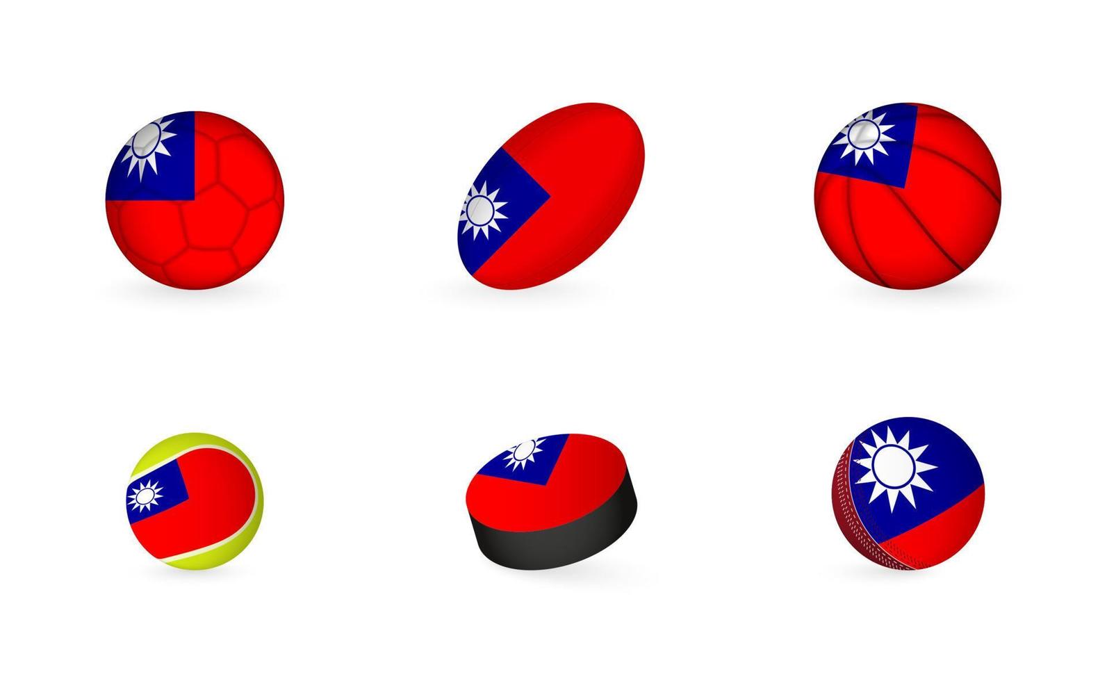 sportgeräte mit flagge von taiwan. Sport-Icon-Set. vektor