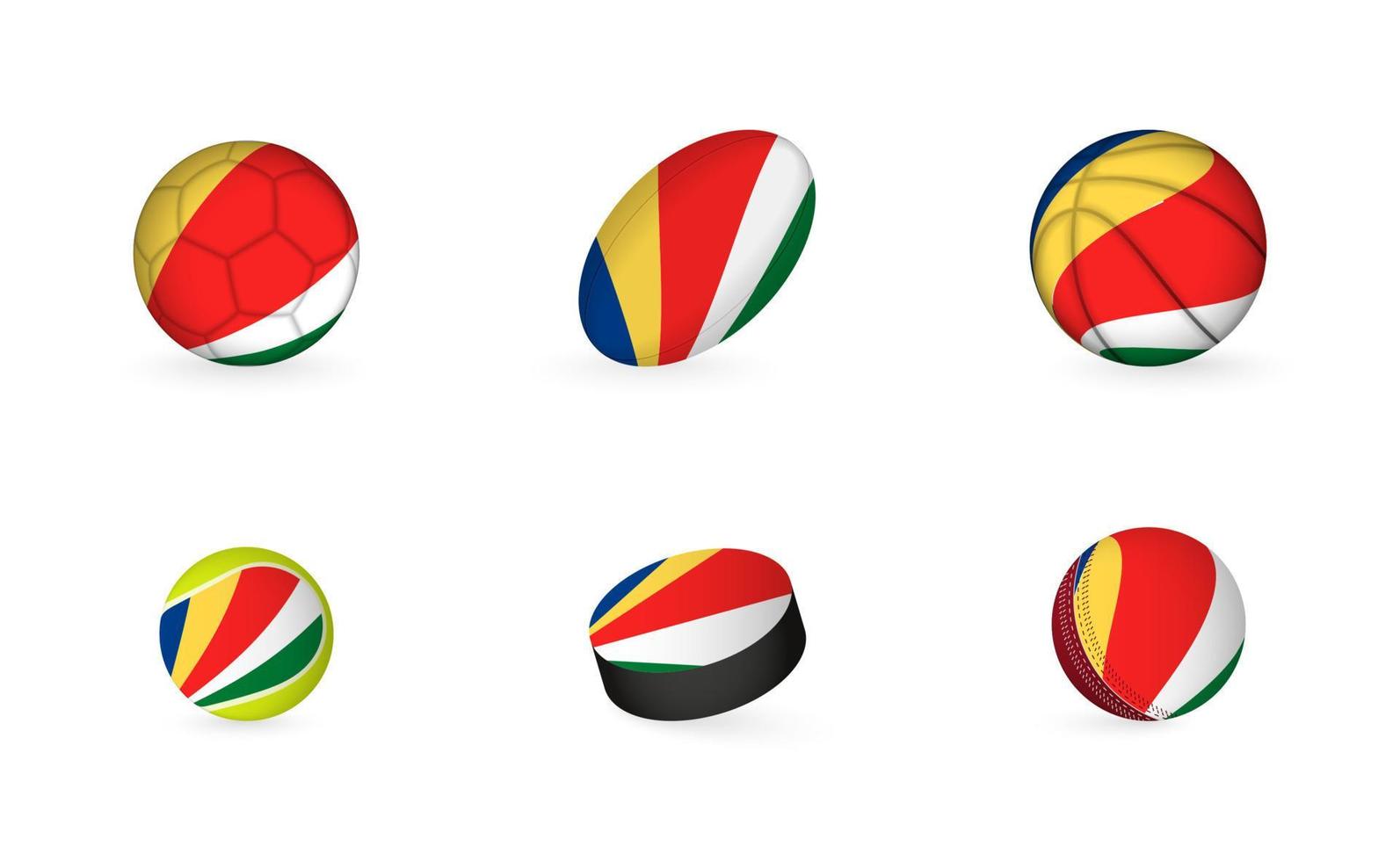 Sportgeräte mit Flagge der Seychellen. Sport-Icon-Set. vektor