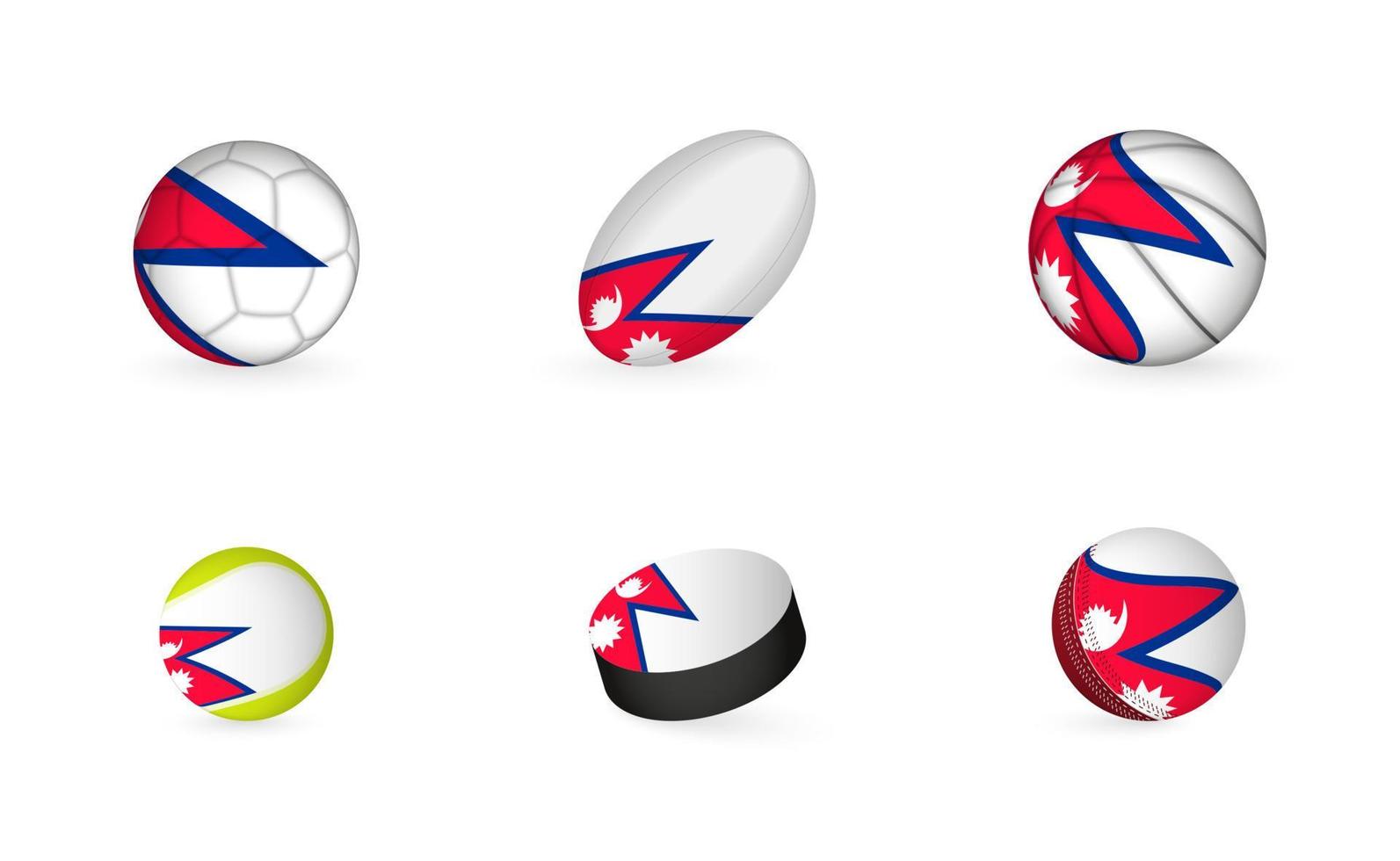 Sportgeräte mit nepalesischer Flagge. Sport-Icon-Set. vektor