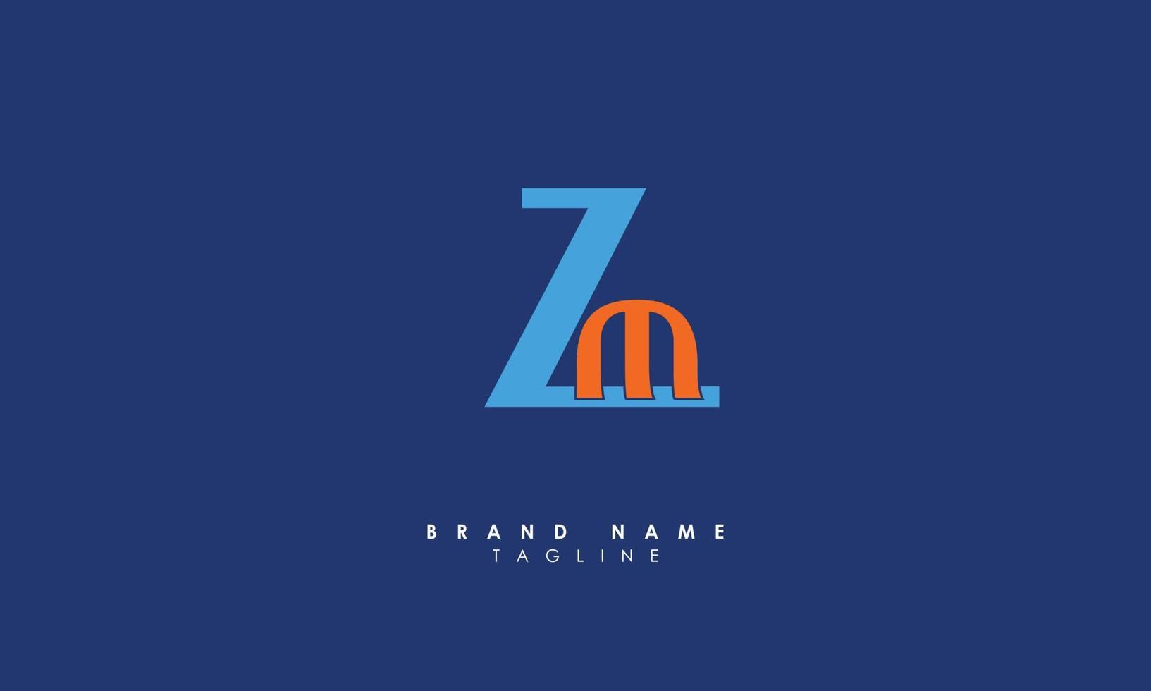 alfabetet bokstäver initialer monogram logotyp zm, mz, z och m vektor