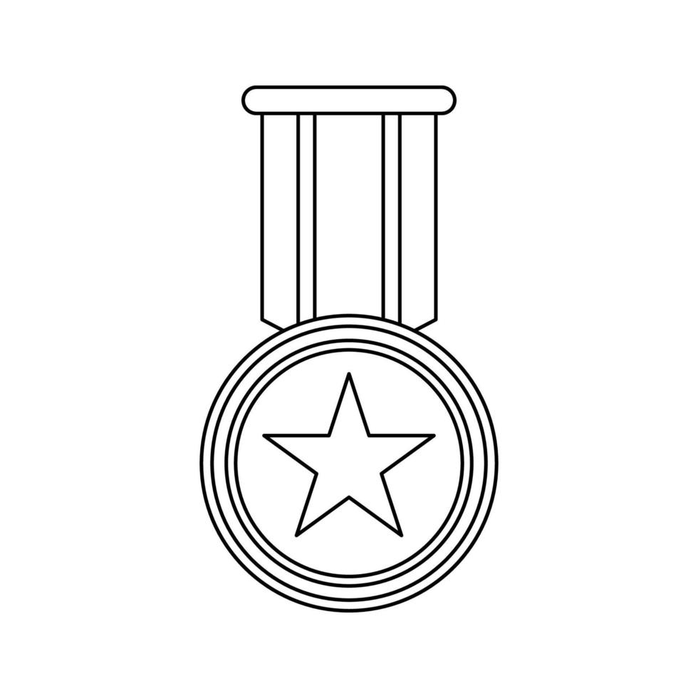 färg sida med medalj för barn vektor