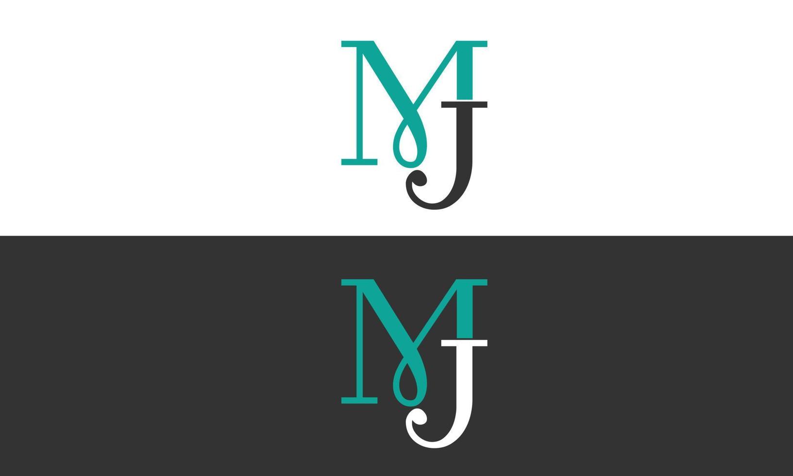 alfabetet bokstäver initialer monogram logotyp mj, jm, m och j vektor