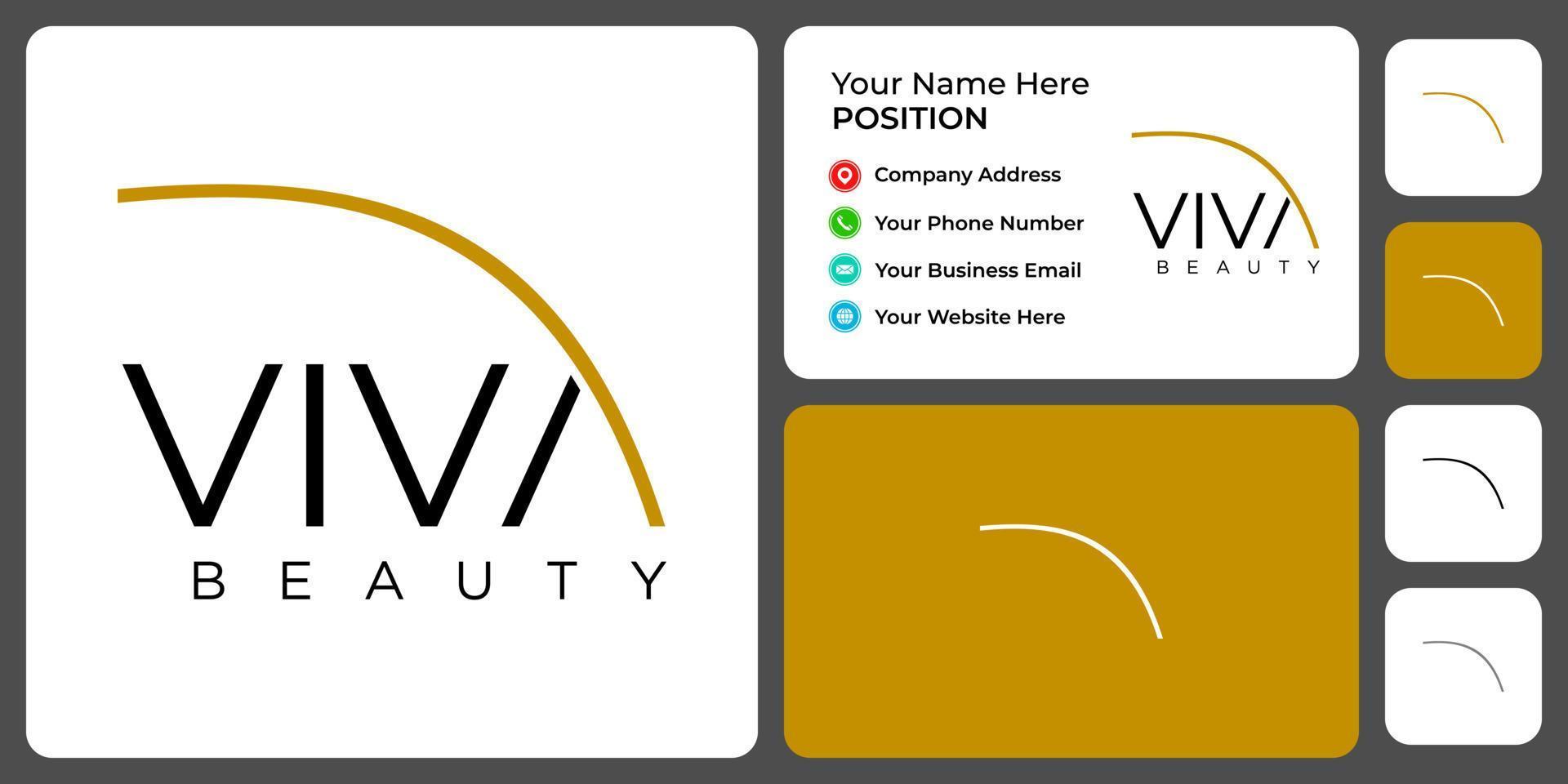 Schreiben Sie ein Monogramm-Schönheits-Logo-Design mit Visitenkartenvorlage. vektor