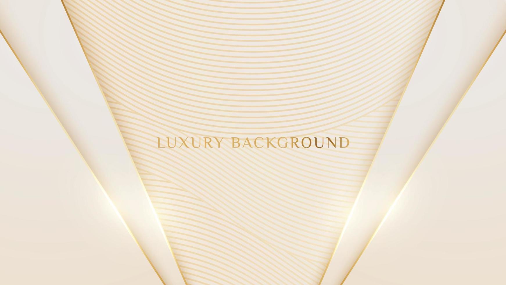 abstrakter hellbrauner luxushintergrund mit goldenem linienelement und 3d-papierschnitt vektor