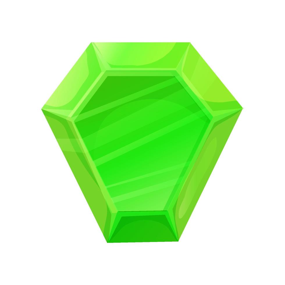 Edelstein-Spiel-Asset in grüner Farbe, Juwel im Cartoon-Stil isoliert auf weißem Hintergrund. Kristall. ui-Spielelement, Slot. Vektor-Illustration vektor