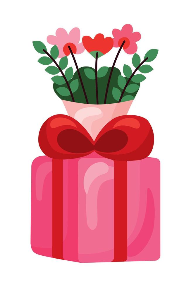 Happy Valentines Geschenk und Rosen vektor