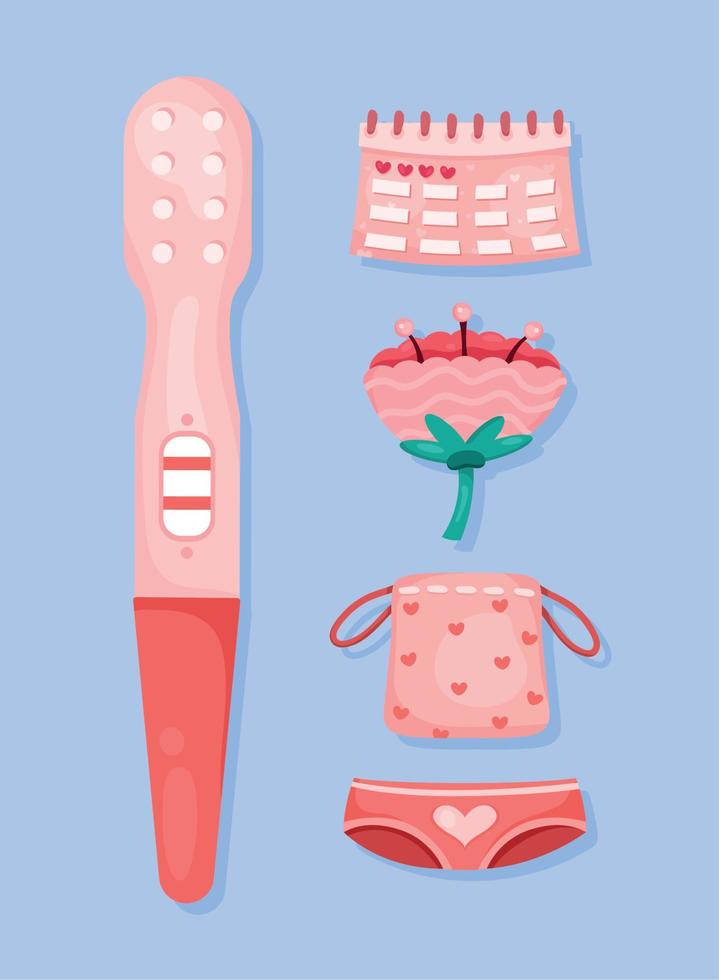 fünf Symbole für den Menstruationszyklus vektor