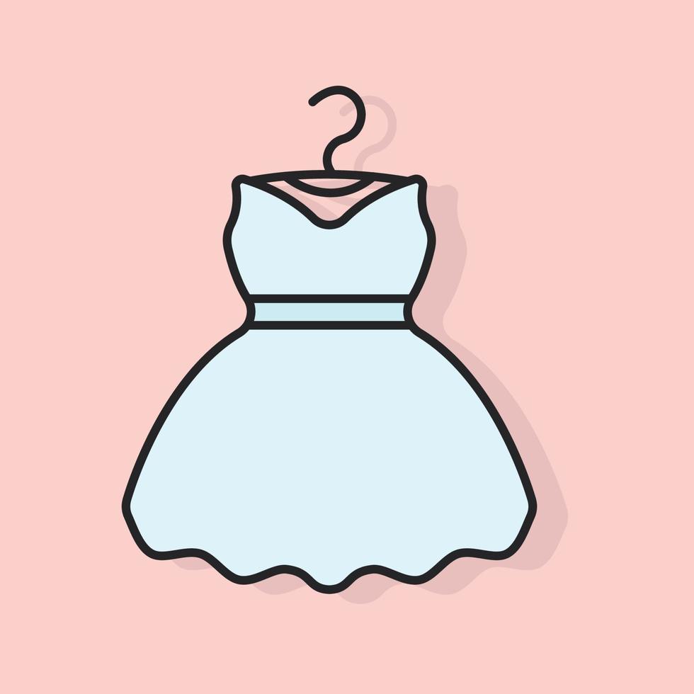 kväll klänning linje ikon i Färg. linjär stil tecken för webb design. bröllop klänning översikt vektor illustration på rosa bakgrund