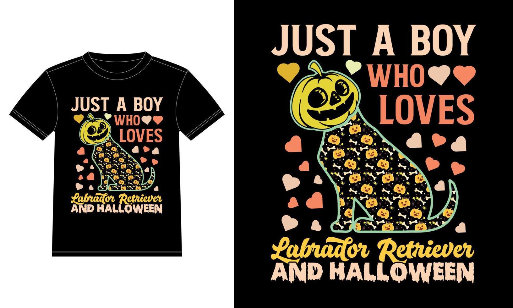 nur ein Junge, der Labrador Retriever und lustiges T-Shirt Halloweens liebt vektor