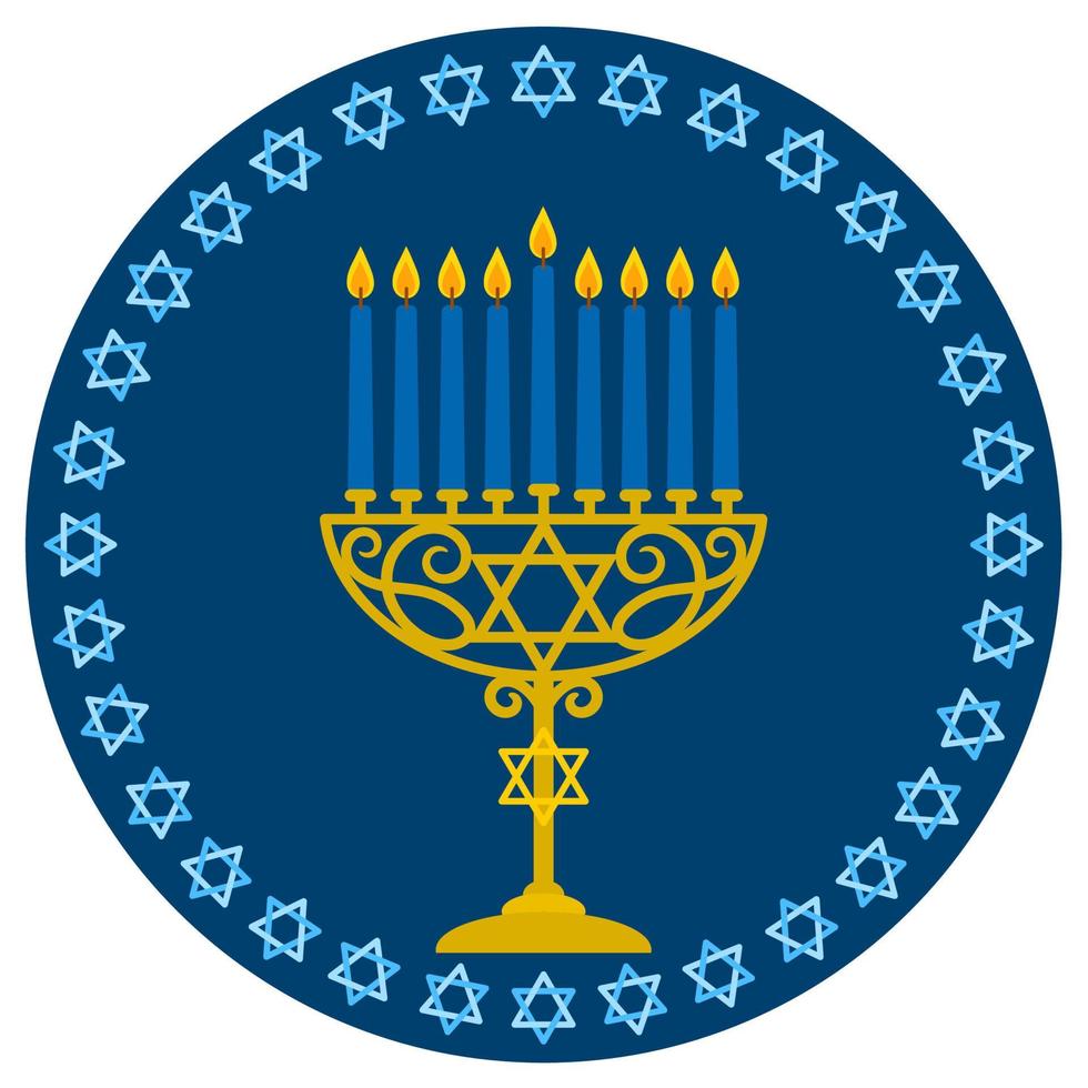 glückliche chanukka-illustration von menorah mit kerzen. vektor