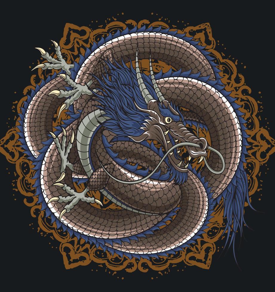 konstverk illustration japansk drake vektor