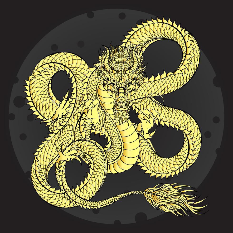 guld kinesisk drake vektor design illustration