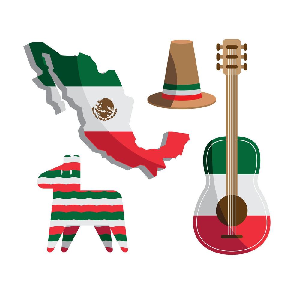 fyra mexico kultur ikoner vektor