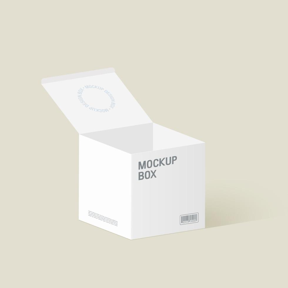 realistische verpackungsbox in weißen farben. Quadratische geschlossene Box Mock-up. vektor