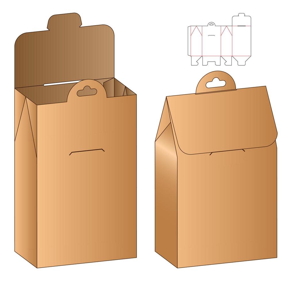 Box Verpackung gestanzte Vorlage Design. 3D-Modell vektor