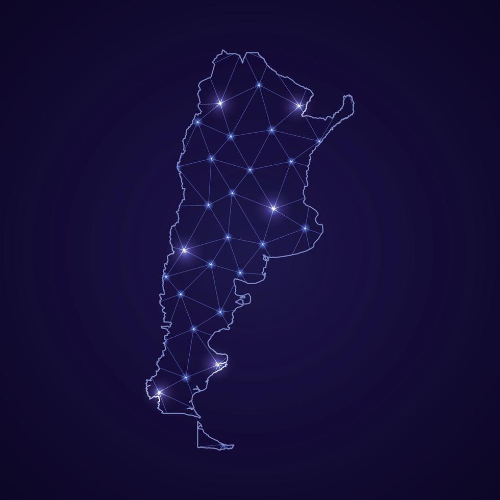 digital nätverk Karta av argentina. abstrakt ansluta linje och punkt vektor