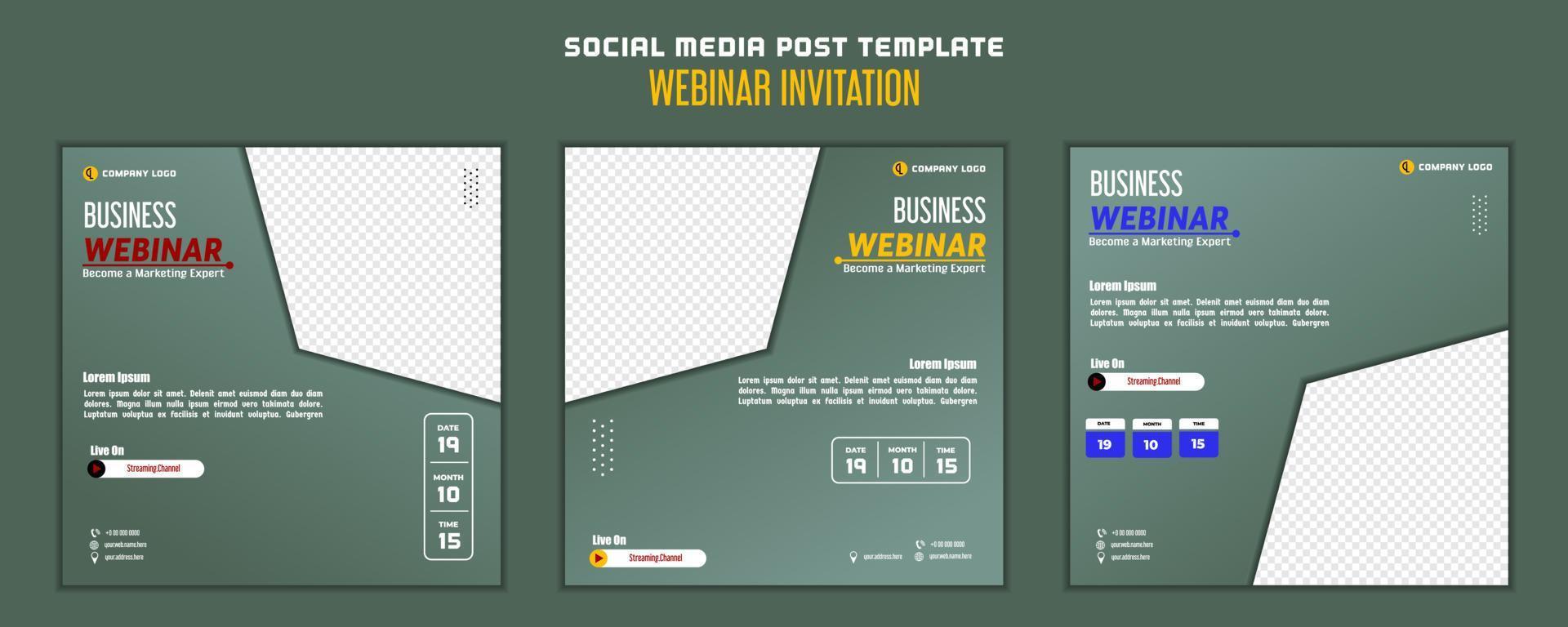 social media posta mall modern design, för digital marknadsföring uppkopplad eller webinar inbjudan mall vektor