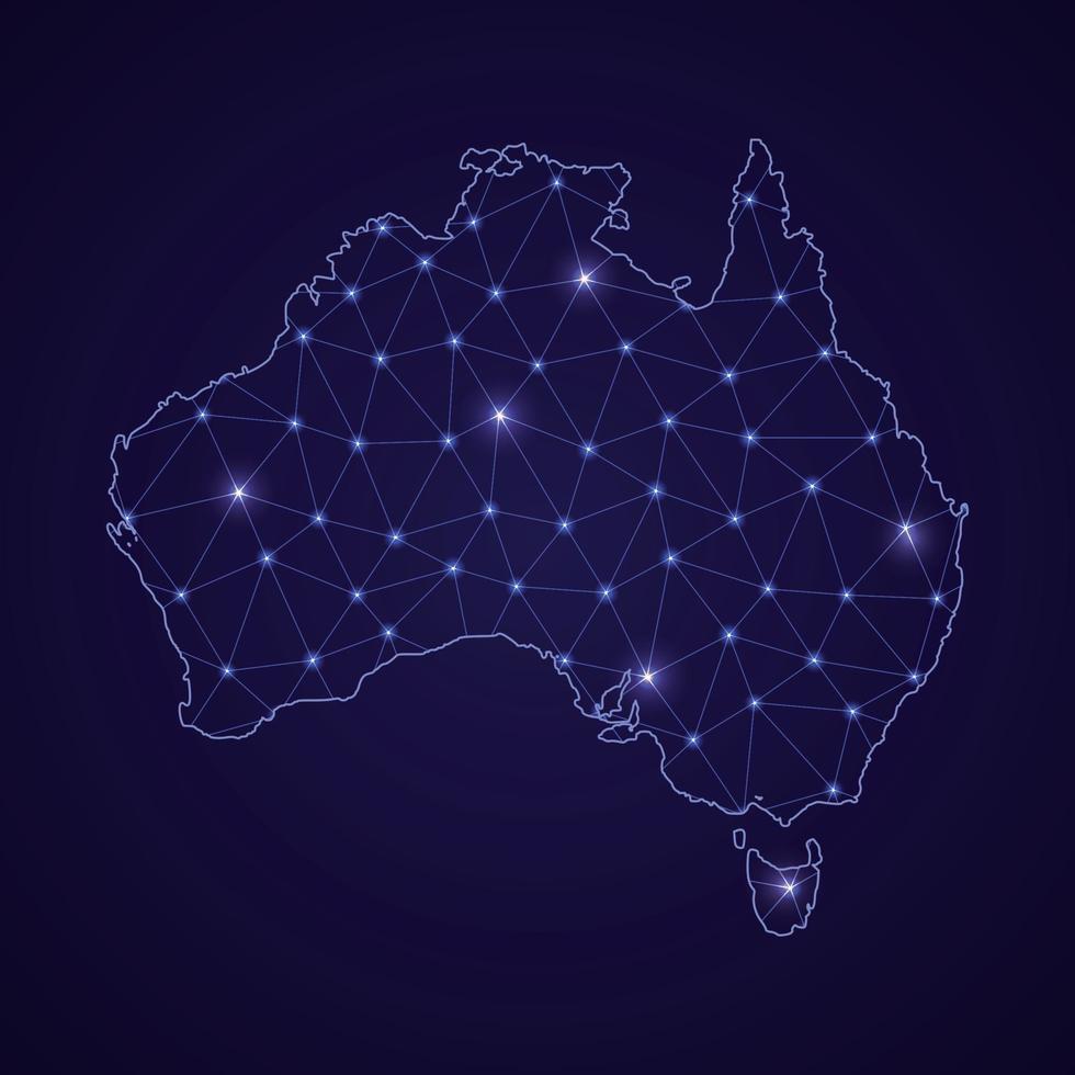 digital nätverk Karta av Australien. abstrakt ansluta linje och punkt vektor