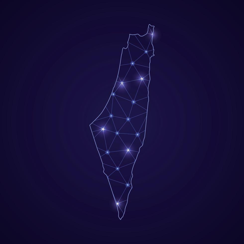 digital nätverk Karta av israel. abstrakt ansluta linje och punkt vektor