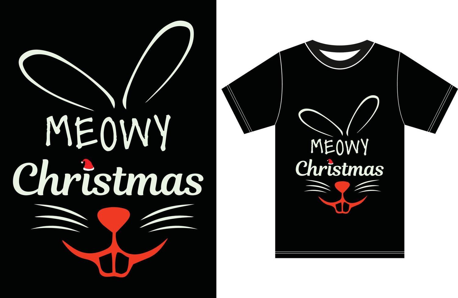 meowy weihnachtsdesign. Weihnachtst-shirt. vektor